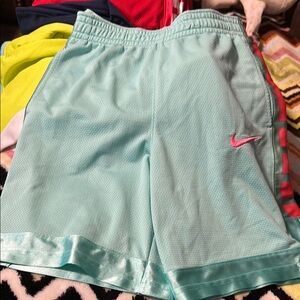 Nike Aqua Shorts with Pink Swoosh